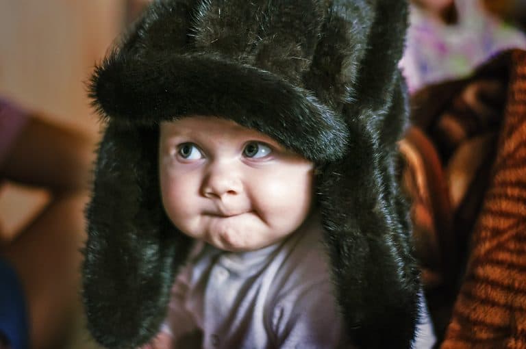 Baby in trapper hat