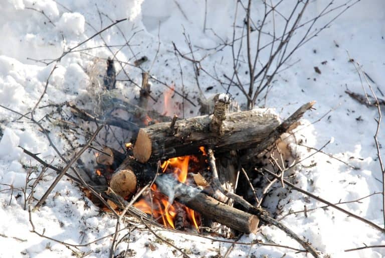 Campfire in snow