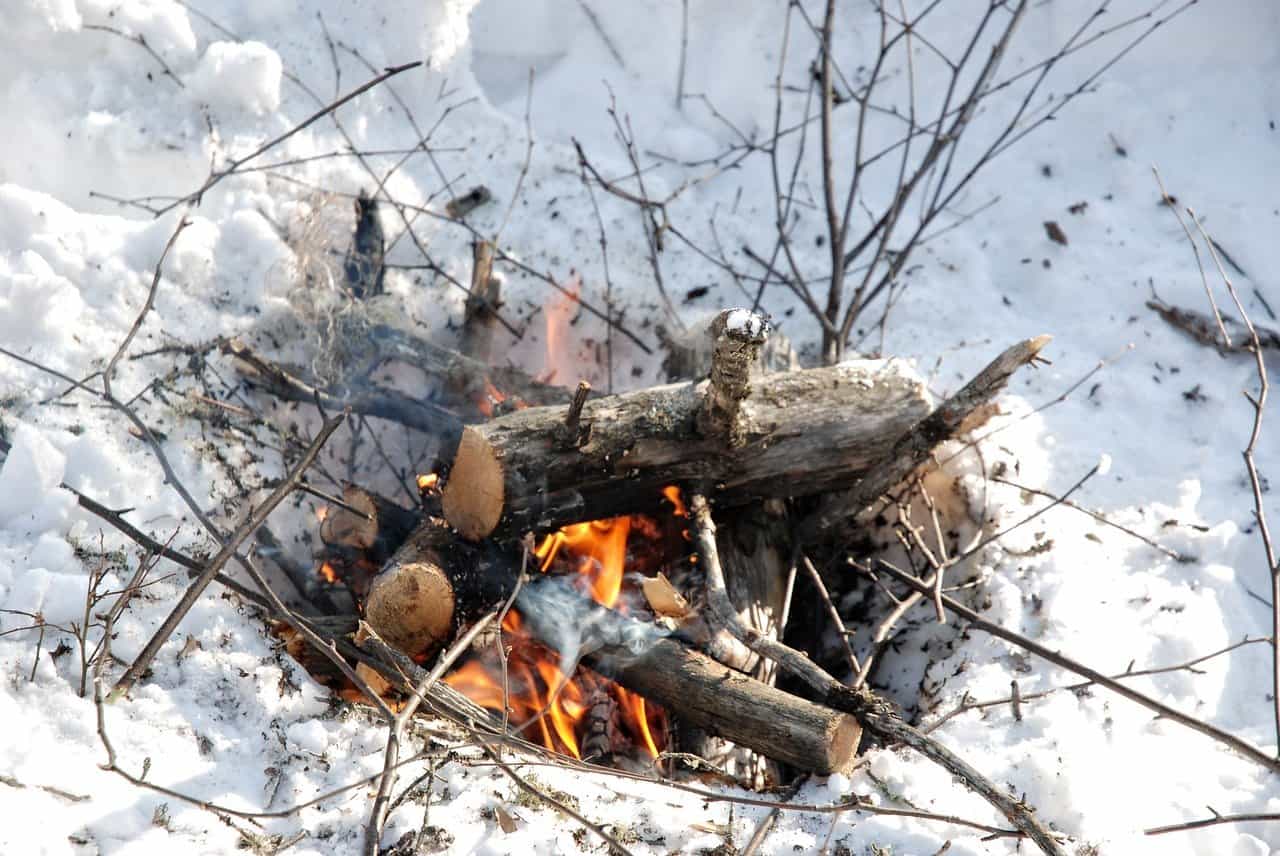 Campfire in snow