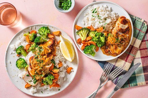 Healthy looking meals on plates