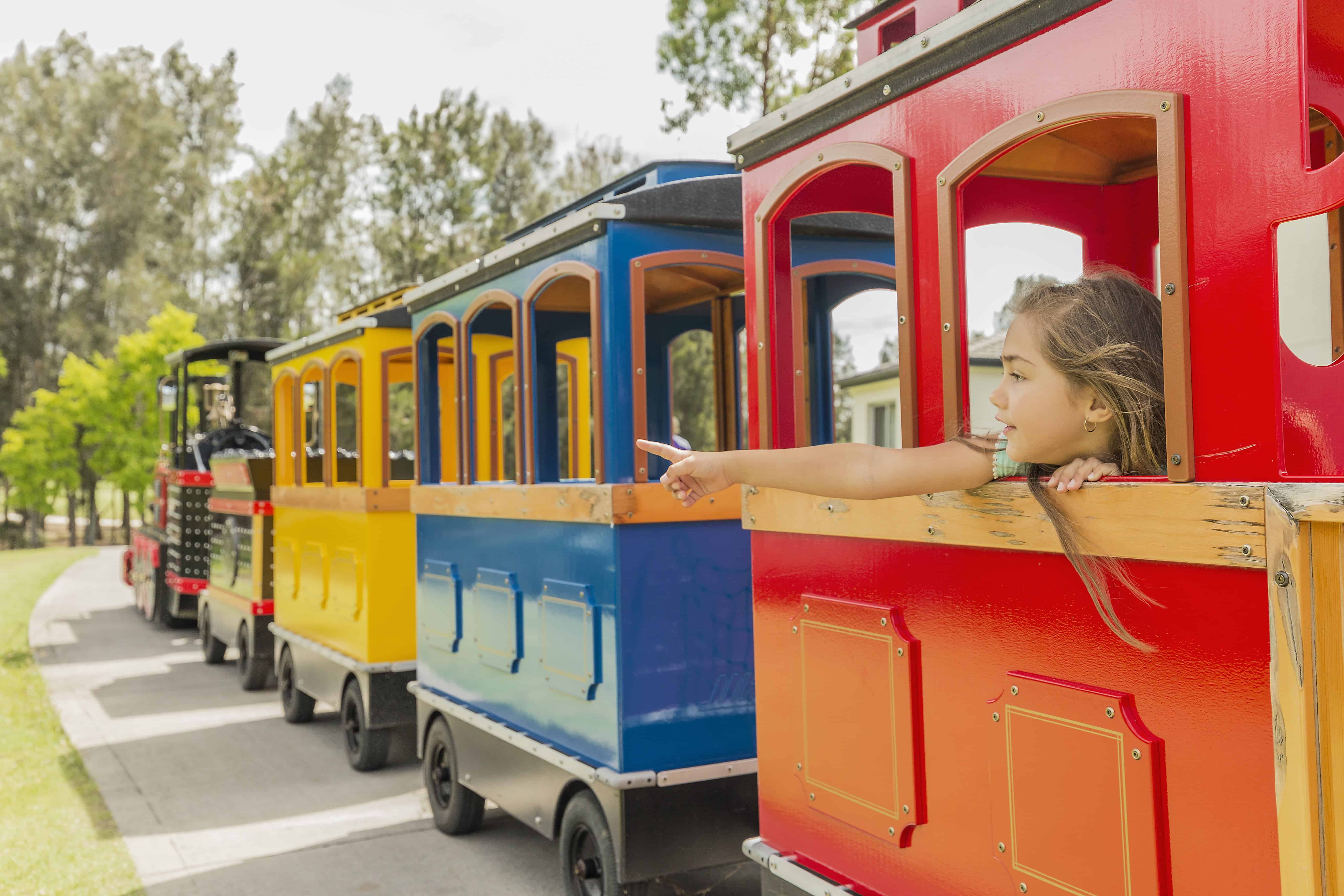 Child on miniature train