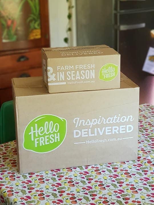 Hello Fresh AU Boxes on Kitchen Table Ready for Review