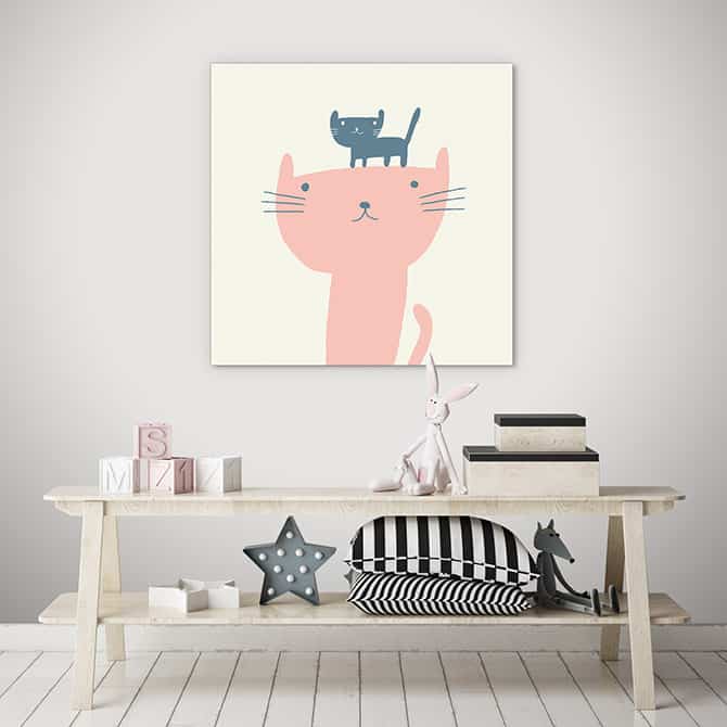 wall with cat art painting