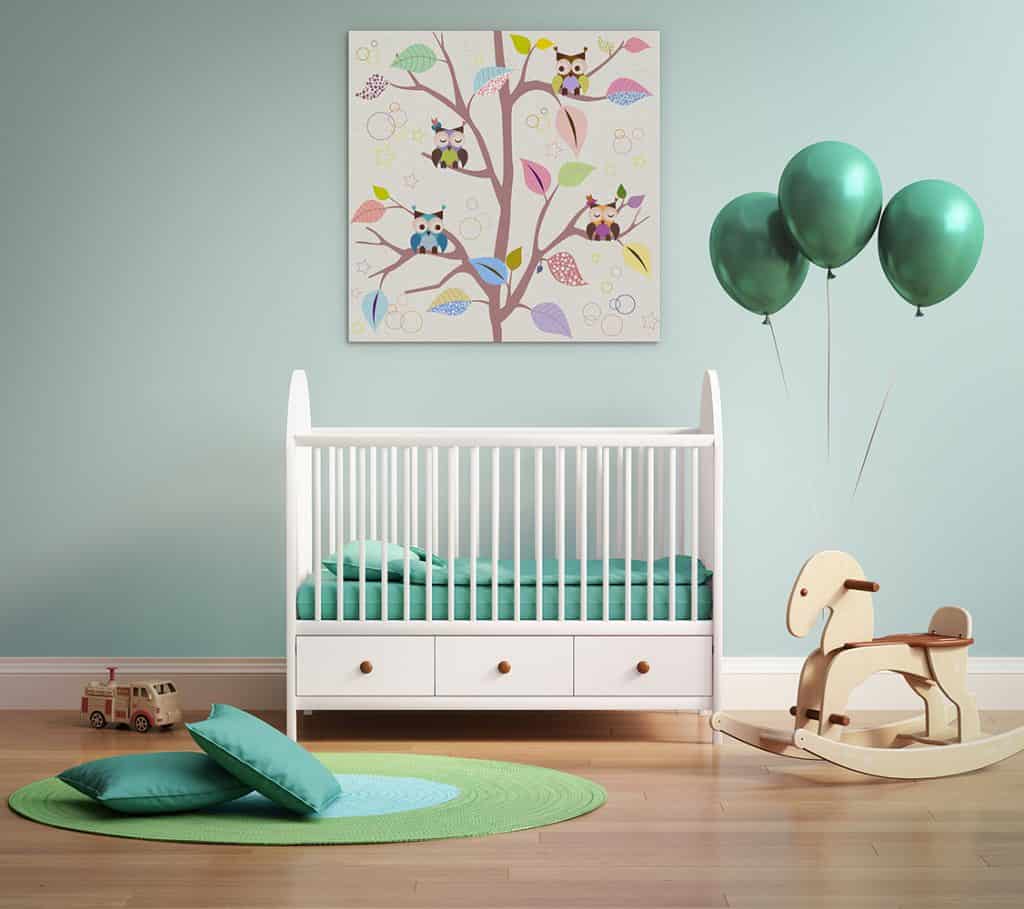 nusery room with wall art prints