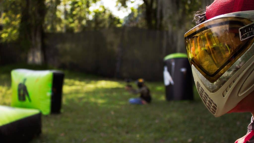 family playing paintball