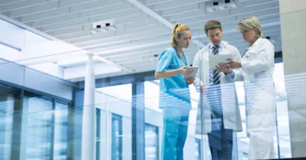 medical professionals talking