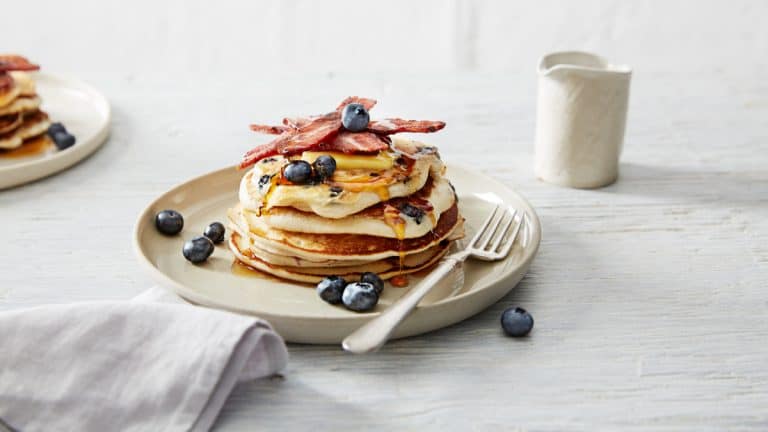 Bacon & Maple Blueberry Pancakes Recipe
