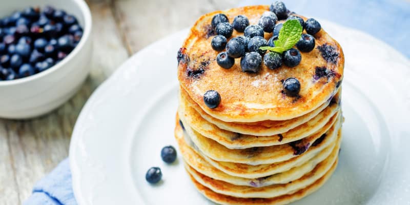 pancakes with blueberries on top
