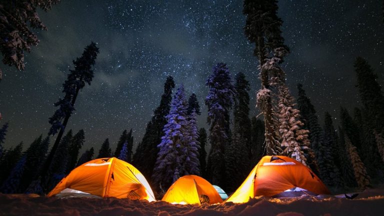 Camping in tents under the stars