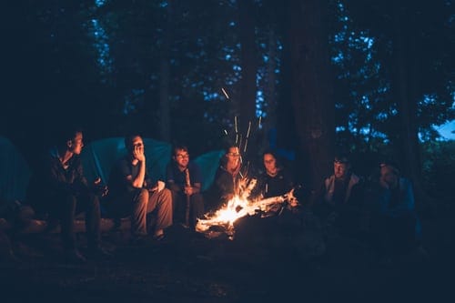 Camping with kids - sitting around a fire
