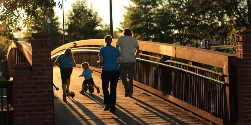 Family outdoors living an active lifestyle