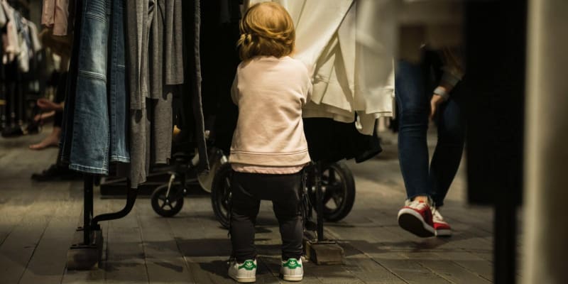 Child at a clothing store