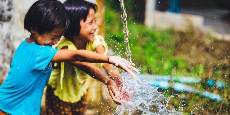 Children playing with water
