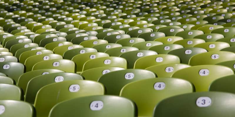Green chairs with numbers