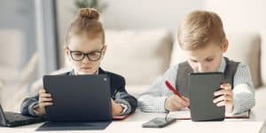 Kids using tablets