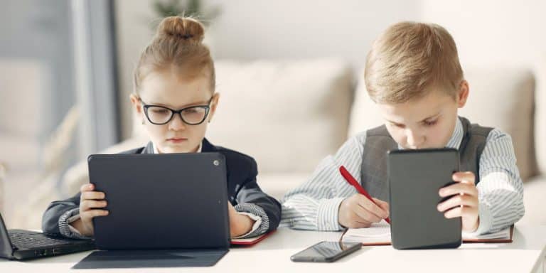 Kids using tablets