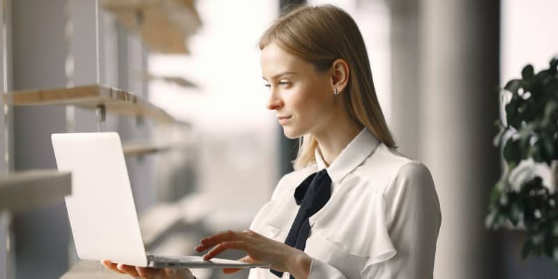 Woman using a laptop