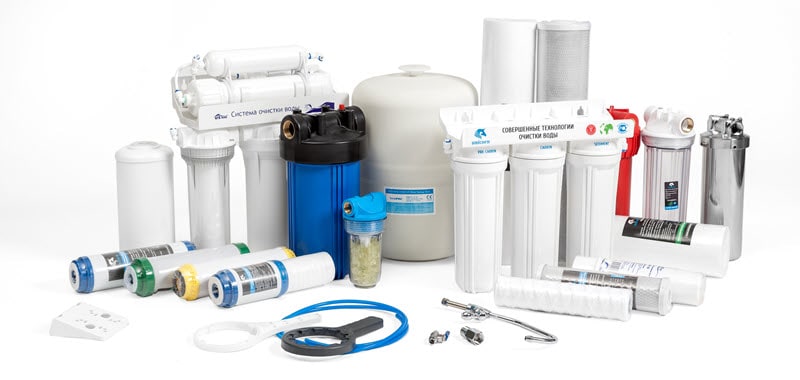 A variety of different water filtration systems