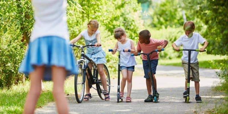 Kids with scooters