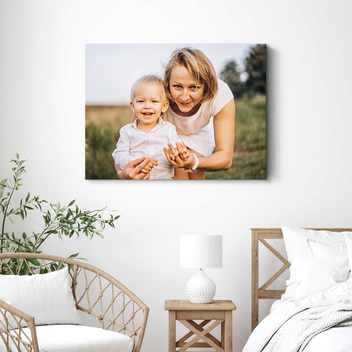 Photo canvas print of happy mother and child