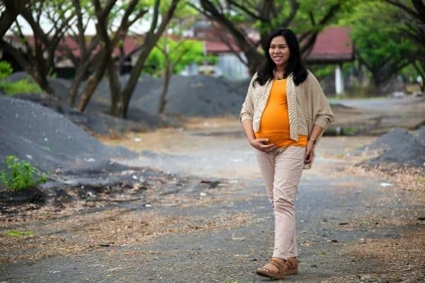 Pregnant woman walking