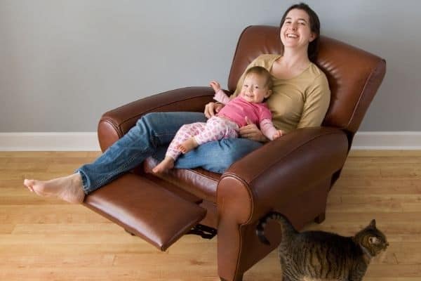Mother and baby on reclining nursing chair