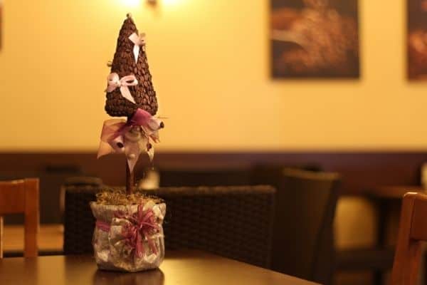 Cute christmas tree made of coffee beans
