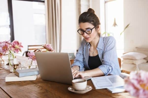 Woman working on online business