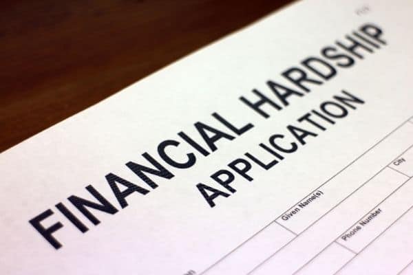 Financial Hardship Application form