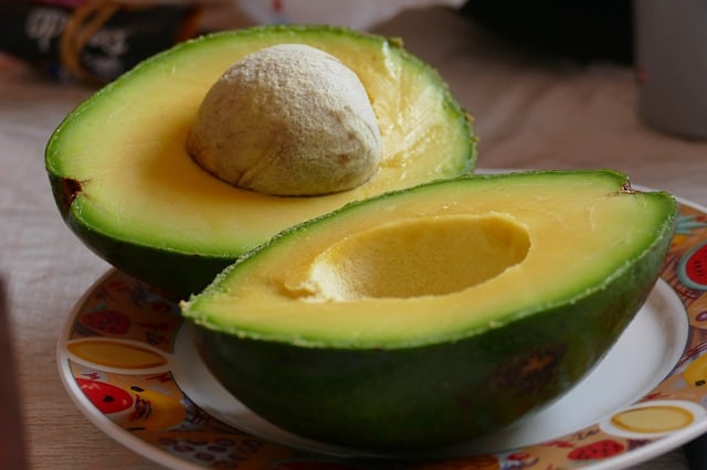 Avocado cut in half - a very healthy food option