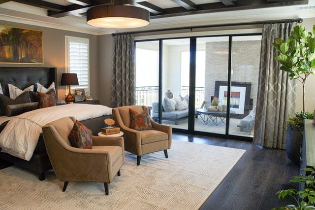 Luxurious bedroom with two armchairs