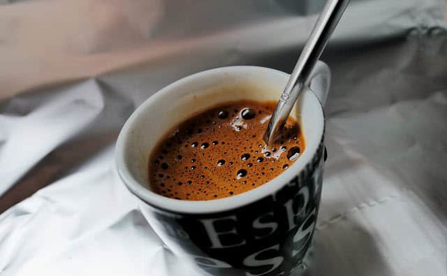 Espresso coffee in small cup