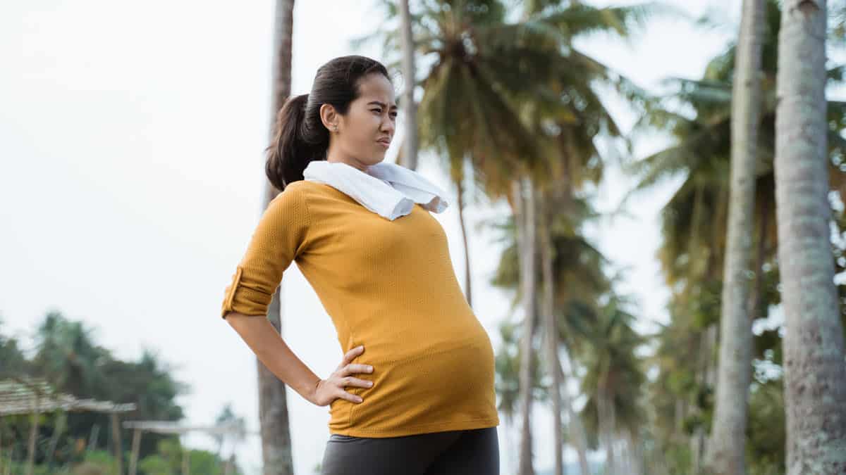 Pregnant woman with a sore back