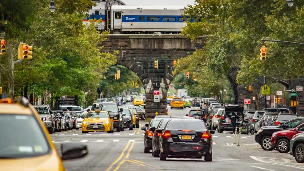 Busy city street - take caution as a pedestrian