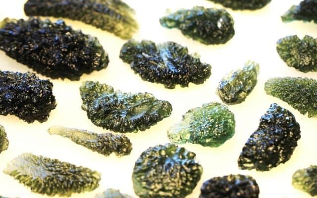 Different types and grades of moldavite