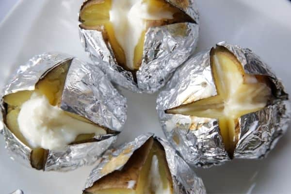 jacket potato in aluminum foil