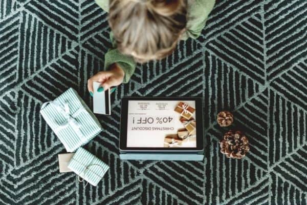 woman buying christmas gifts
