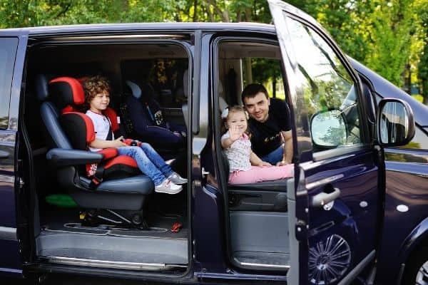 family on minivan