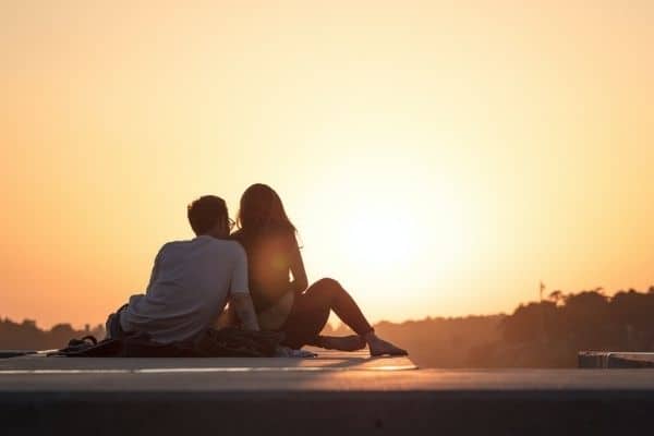 Couple watching sunset
