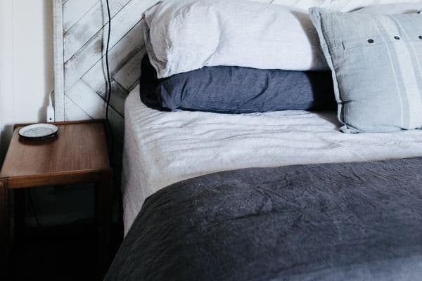 black and grey bed