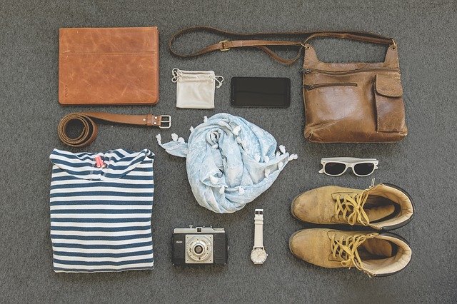 A variety of fashion accessories laid out
