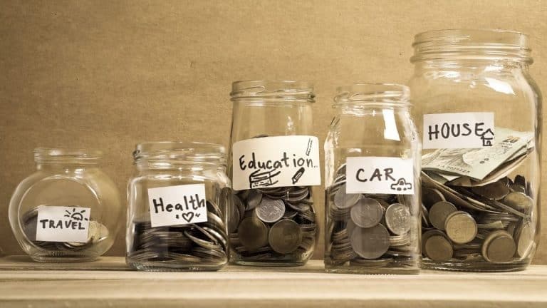 Living frugally - savings jars