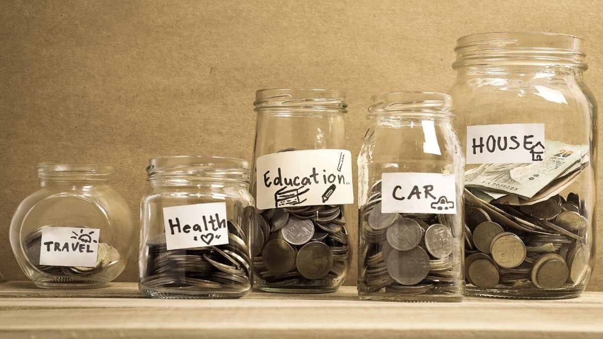 Living frugally - savings jars