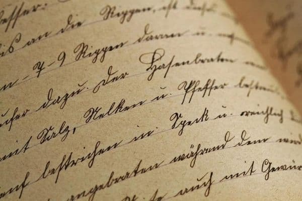 cursive handwriting on vintage paper