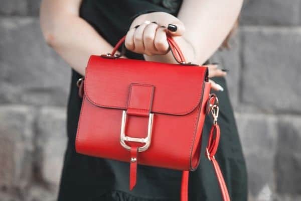 red designer bag
