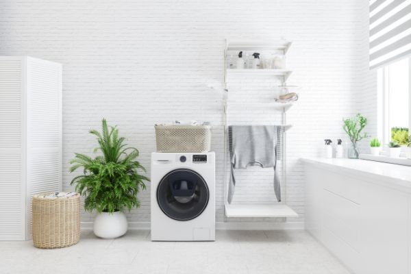 Clean Laundry Room With Plants