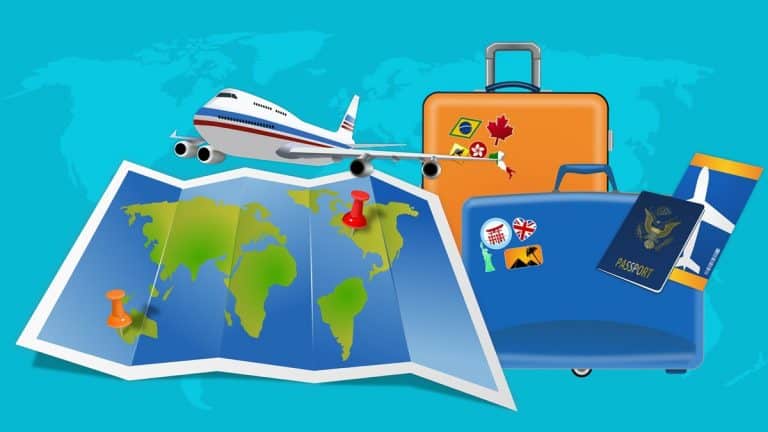 Map Of World And Plane Plus Suitcase