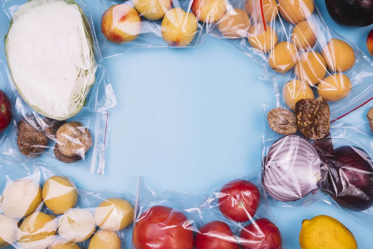 Healthy Food Plastic Bags With Copy Space Easy Resize.com
