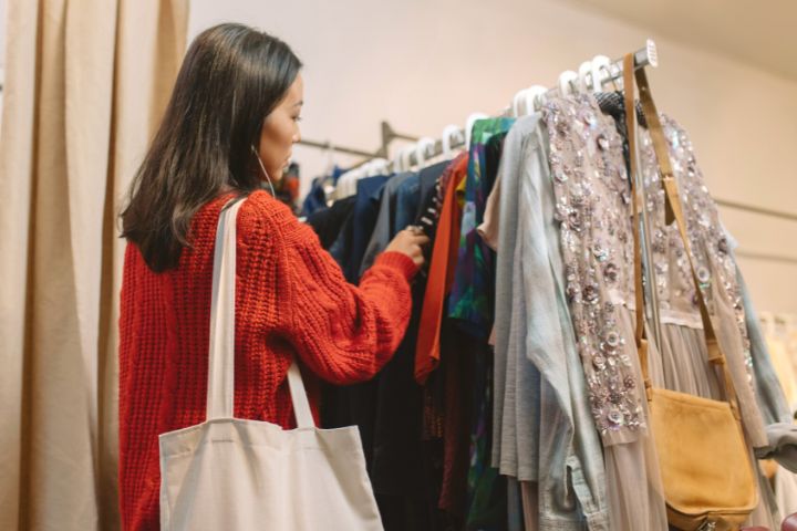 Woman Is Shopping Second Hand